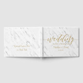 Monogram Elegant White Marble & Gold Foil Wedding  Gastenboek (Volledig)