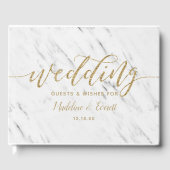Monogram Elegant White Marble & Gold Foil Wedding  Gastenboek (Voorkant)