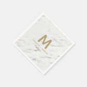 Monogram Elegant White Marble & Gold Foil Wedding Servet (Hoek)