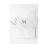 Monogram Elegant White Marble & Gold Foil Wedding Uitnodigingen Wikkel (Voorkant Voorbeeld)
