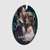 Monogram Elegant White Script Wedding Monogram Ornament (voorkant)