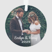 Monogram Elegant White Script Wedding Monogram Ornament (achterkant)