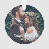 Monogram Elegant White Script Wedding Monogram Ornament (voorkant)