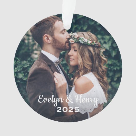 Monogram Elegant White Script Wedding Monogram Ornament (voorkant)