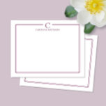 Monogram Elegant Wijnrood Kantoor Papier met Rand  Notitiekaartje<br><div class="desc">Dit ontwerp heeft een dunne dubbele rand met ruimte voor een monogram en naam en een bijpassend achterontwerp. Klik op de aanpassen knop als u de ontwerpelementen wilt aanpassen en/of de tekst verder wilt wijzigen! Variaties van dit ontwerp, extra kleuren, evenals bijpassende producten zijn verkrijgbaar in onze winkel, zazzle.com/store/doodlelulu. Neem...</div>