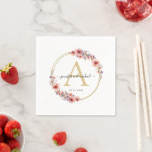 Monogram, elegant, wilde bloem, cirkel bruiloft servet (Insitu)