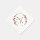 Monogram, elegant, wilde bloem, cirkel bruiloft servet (Hoek)