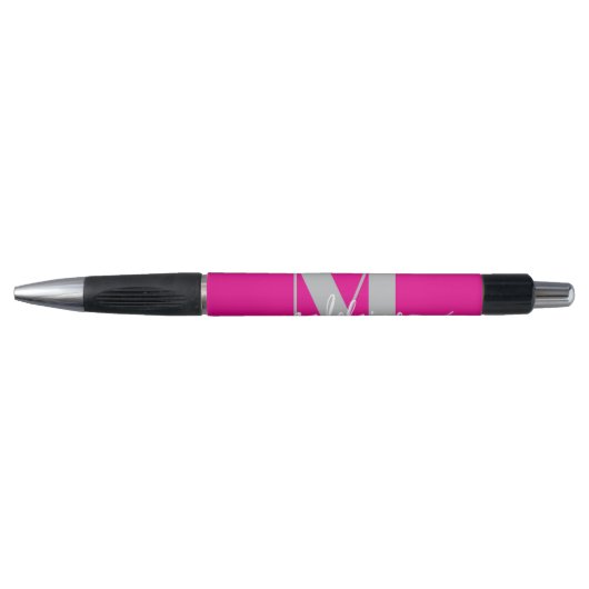 Monogram Elegant Wit Roze Persoonlijk Pen (Voorkant)