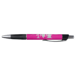 Monogram Elegant Wit Roze Persoonlijk Pen