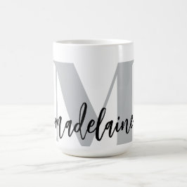 Monogram Elegant Wit Zwart Koffiemok