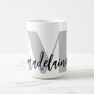 Monogram Elegant Wit Zwart Koffiemok