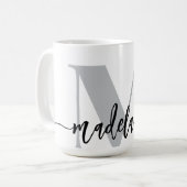 Monogram Elegant Wit Zwart Koffiemok (Voorkant links)