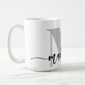 Monogram Elegant Wit Zwart Koffiemok (Links)