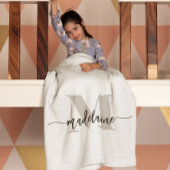Monogram Elegant Wit Zwart Persoonlijk Fleece Deken