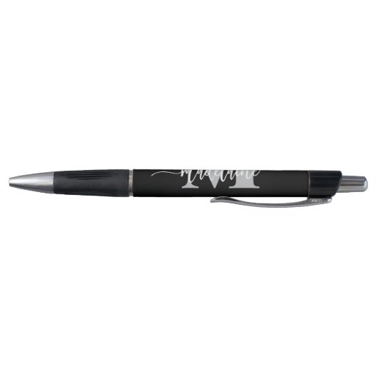 Monogram Elegant Wit Zwart Persoonlijk Pen (Bodem)