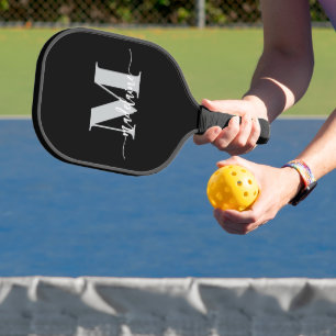 Monogram Elegant Wit Zwart Persoonlijk Pickleball Paddle