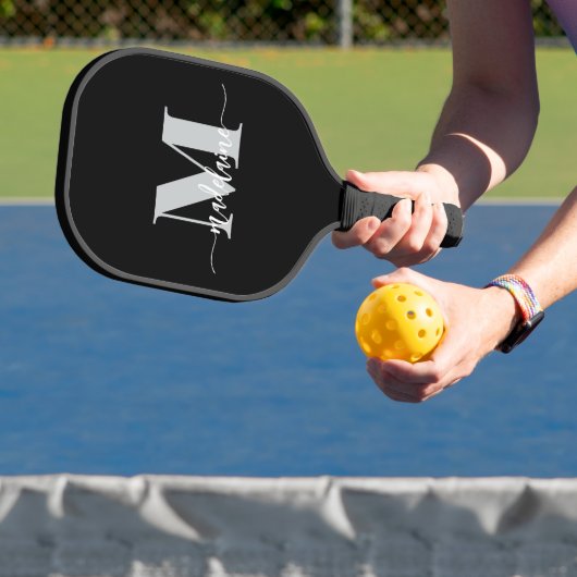 Monogram Elegant Wit Zwart Persoonlijk Pickleball Paddle (Insitu)
