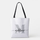 Monogram Elegant Wit Zwart Tote Bag (Achterkant)