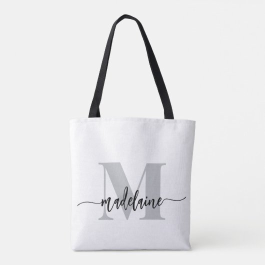 Monogram Elegant Wit Zwart Tote Bag (Achterkant)