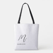 Monogram Elegant Wit Zwart Tote Bag (Achterkant)