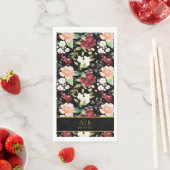 Monogram Elegant Zwart Goud Bloemen Servet (Insitu)