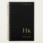 Monogram Elegant Zwart Goud Classic Professional Planner (Voorkant)