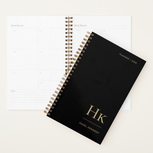 Monogram Elegant Zwart Goud Classic Professional Planner (Display)