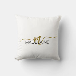 Monogram Elegant Zwart Goud Kleur Persoonlijk Kussen