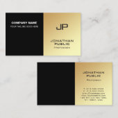 Monogram Elegant Zwart Goud Modern Ontwerp Visitekaartje (Voorkant / Achterkant)