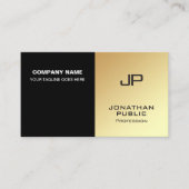 Monogram Elegant Zwart Goud Modern Ontwerp Visitekaartje (Voorkant)
