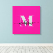 Monogram Elegant Zwart Roze Persoonlijk Canvas Afdruk (Insitu (Houten vloer))