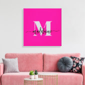 Monogram Elegant Zwart Roze Persoonlijk Canvas Afdruk (Insitu (Woonkamer))