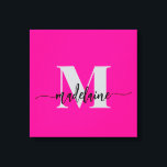 Monogram Elegant Zwart Roze Persoonlijk Canvas Afdruk<br><div class="desc">Een elegant monogram met je persoonlijke naam. de achtergrond is roze met jouw naam in een modern zwart schrift lettertype. Je initiaal is in een zacht grijs kleurtje.</div>