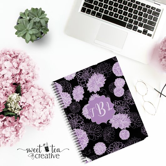 Monogram Elegant Zwart Spiraal Notitieboek