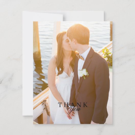 Monogram Elegant Zwart-Wit Blank Bedankkaart (Achterkant)