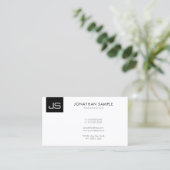 Monogram Elegant Zwart-wit Modern Eenvoudig Visitekaartje (Staand voorkant)