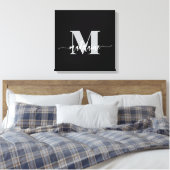 Monogram Elegant Zwart Wit Persoonlijk Canvas Afdruk (Insitu (Slaapkamer))