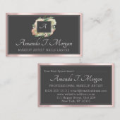 Monogram Elegante Afspraak Grijs Roos Groene Flora Visitekaartje (Voorkant / Achterkant)