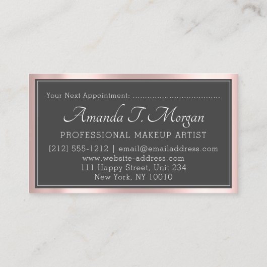 Monogram Elegante Afspraak Grijs Roos Groene Flora Visitekaartje (Achterkant)