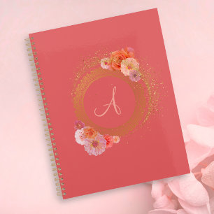 Monogram Elegante Bloemen Damask Golden Lijst Planner