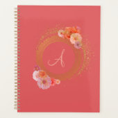 Monogram Elegante Bloemen Damask Golden Lijst Planner (Voorkant)