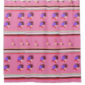 Monogram Elegante Bloemen en gestreept Douchegordijn (Voorkant)