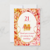 Monogram Elegante Bloemen Roze Verjaardag Bedankkaart (Voorkant)