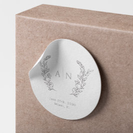 Monogram elegante bruiloft ronde sticker
