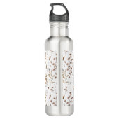 Monogram Elegante Bruine Wildflowers Bladeren Waterfles (Achterkant)