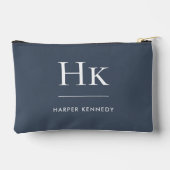 Monogram Elegante Chic Navy Blue Monogrammed Naam Etui (Achterkant)