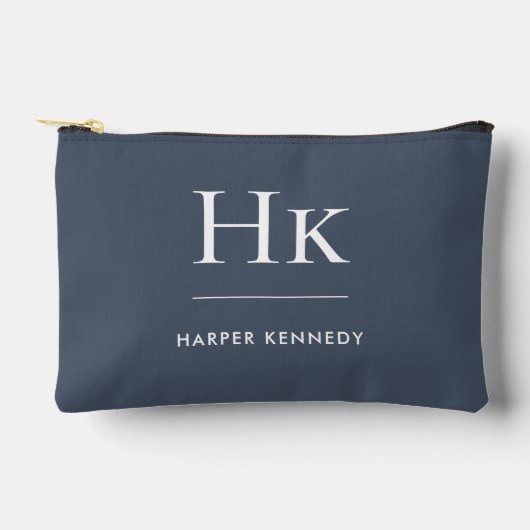 Monogram Elegante Chic Navy Blue Monogrammed Naam Etui (Voorkant)