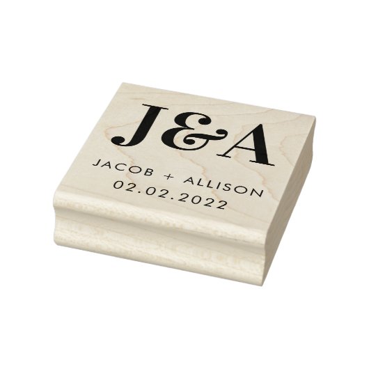 monogram elegante chocolade bruiloft favoriet rubberstempel (Stempel)