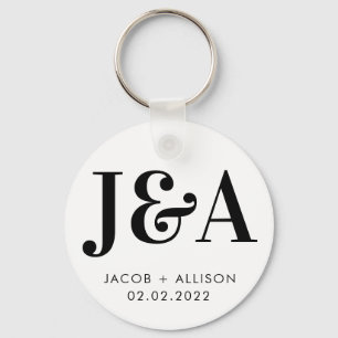 monogram elegante chocolade bruiloft favoriet sleutelhanger