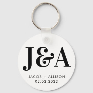 monogram elegante chocolade bruiloft favoriet sleutelhanger